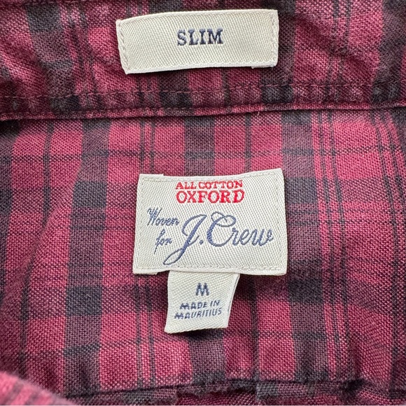 J Crew Plaid Oxford Button Up Red Black (Burgundy) Mens Medium - Picture 6 of 12